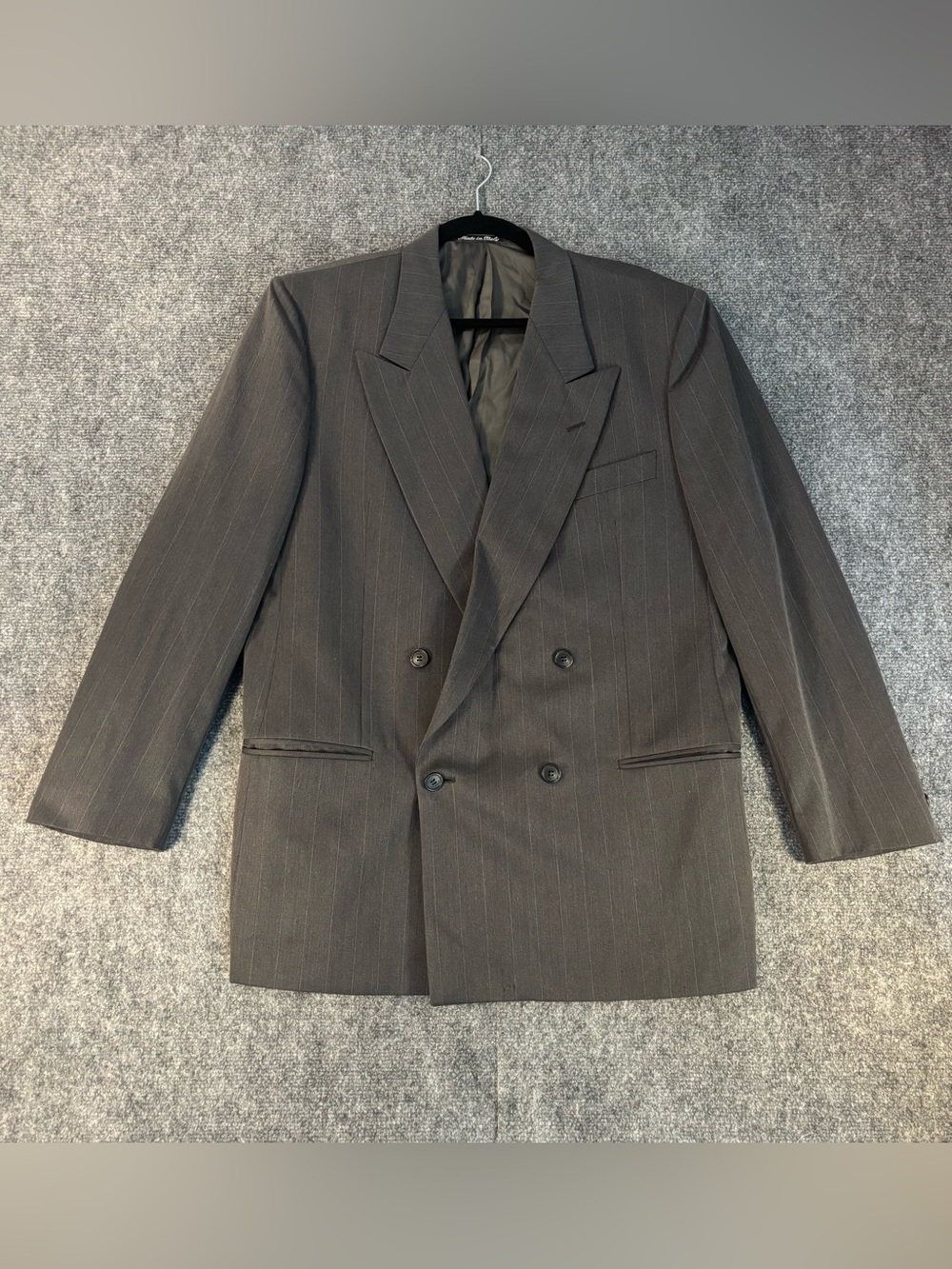 Vintage Valentino Double Breasted Pinstripe Blazer Gray and Blue Mens Size 42R